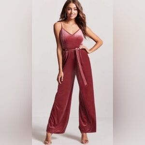 Elegant Velvet Jumpsuit in Rich Dusty Rose